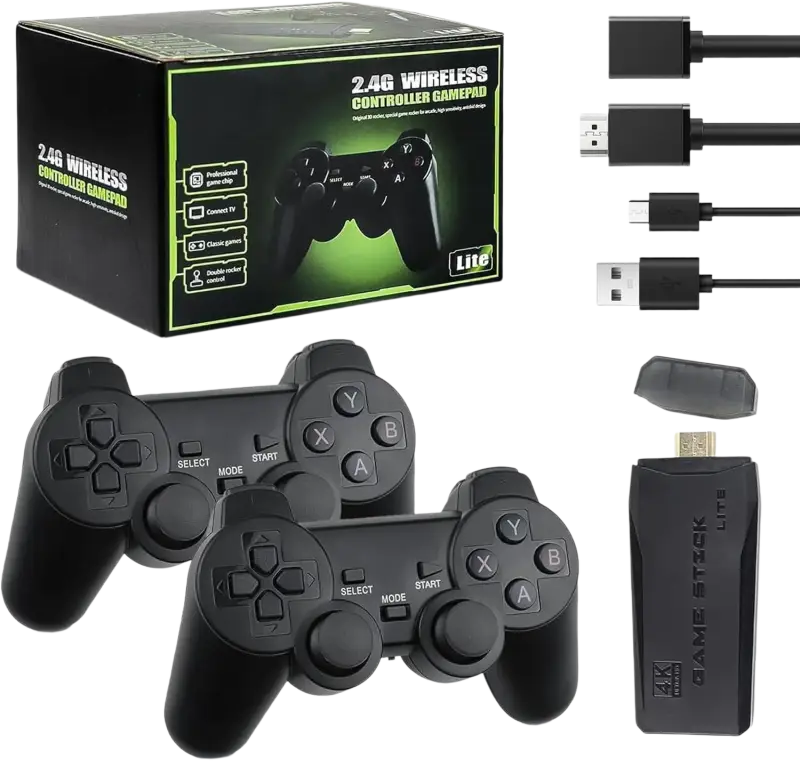 64GB M8 Retro Game-Stick with Built-in 9 Emulators 20,000 + Games 4K HDMI Output and 2.4GHz Wireless Controller for TV
