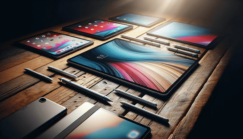 Collection of iPads and tablets displayed on a wooden table, ideal for those who want to buy iPad and tablets online