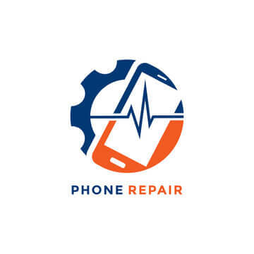 Smartphone repair services logo featuring a phone and gear symbol with a heartbeat line