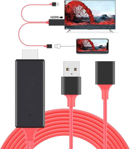 USB iPhone Lightning, Type-C, Micro USB to HDMI Cable to Connect TV, Monitor or Projector