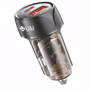 UI 38W DUAL PORT CAR CHARGER WITH USB A TO TYPE C CABLE-8721