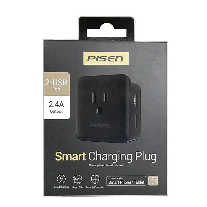 Pisen Smart Charging Plug 2-USB Port 5V 2.4A DC Power and 120V AC Power Output