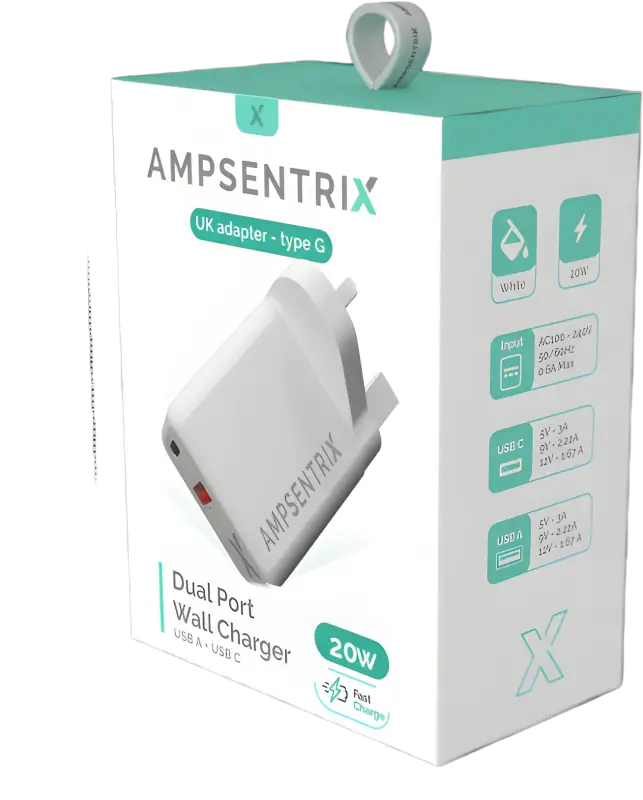 Ampsentrix Dual Port Wall Charger - Uk Adapter - Accessories