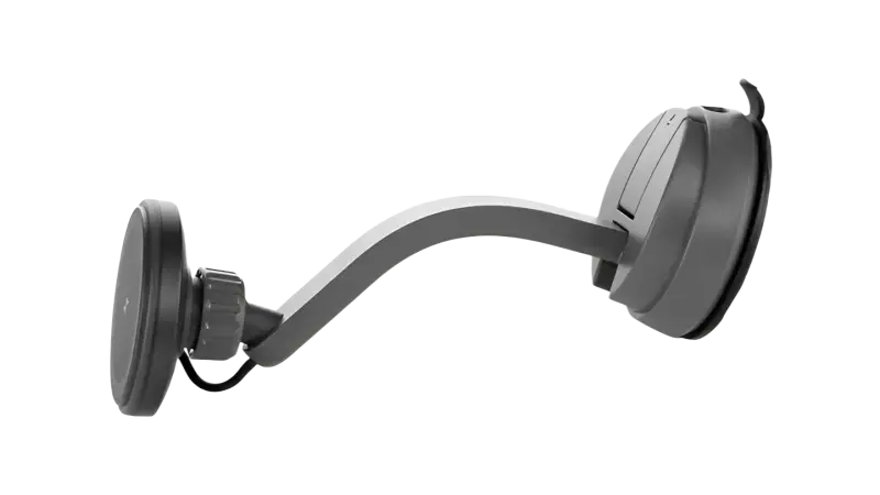 Black adjustable anker magnetic car mount set with curved arm and dual suction cup bases for secure phone attachment