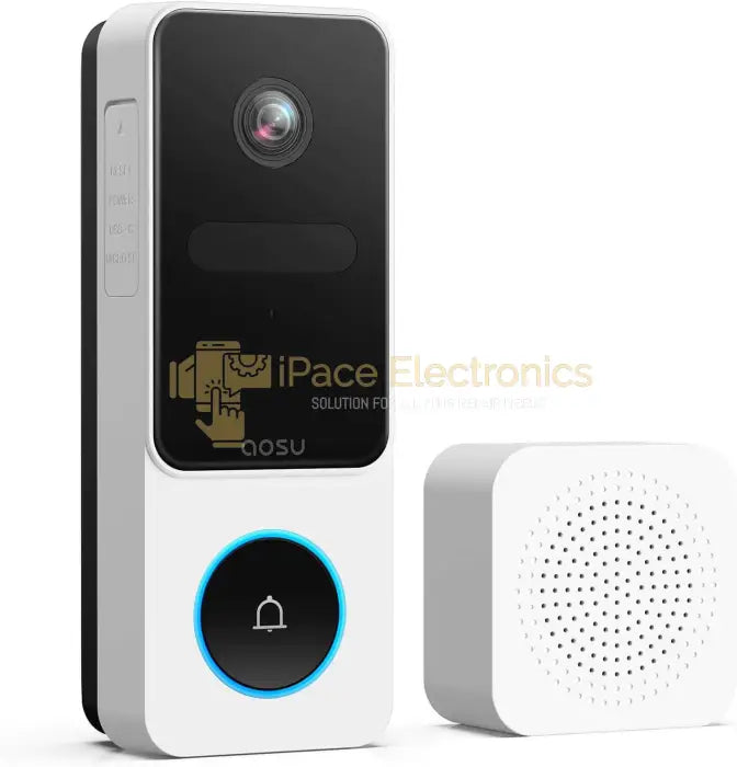 AOSU wireless doorbell camera with chime, featuring head-to-toe video, intelligent package detection, and smart human detection capabilities.