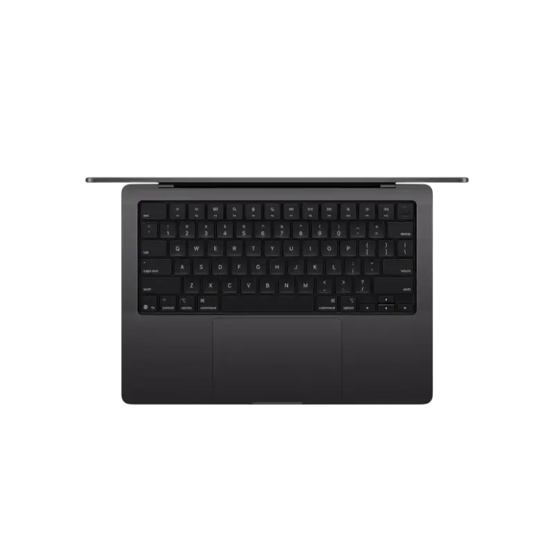 Black aluminum apple 14-inch macbook pro with m5 chip 500gb ssd 16gb memory and sleek minimalist keyboard