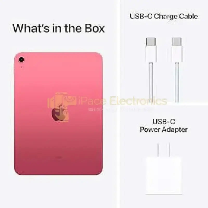 Apple iPad 10th Generation 64GB Pink with USB-C Charge Cable and Power Adapter in the box