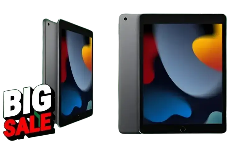 Apple iPad 7th Generation 32GB for sale, showcasing sleek design and vibrant display with a black background