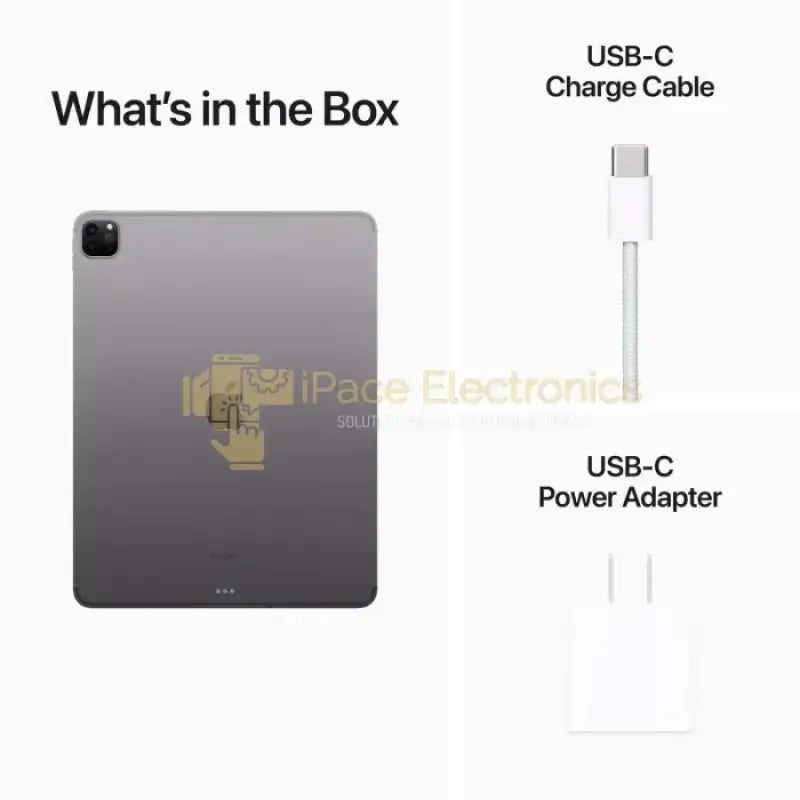 Apple iPad Pro 12.9 M2 for sale with included USB-C charge cable and power adapter in the box