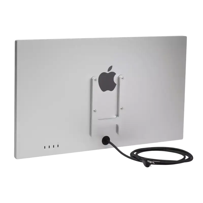 Silver aluminum stand with apple logo for apple studio display nano-texture glass with vesa mount adapter