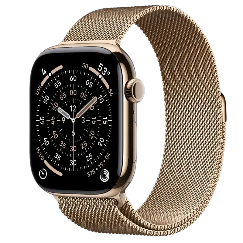 Apple Watch Series 6 44mm gold for sale with a sleek design and stylish mesh band