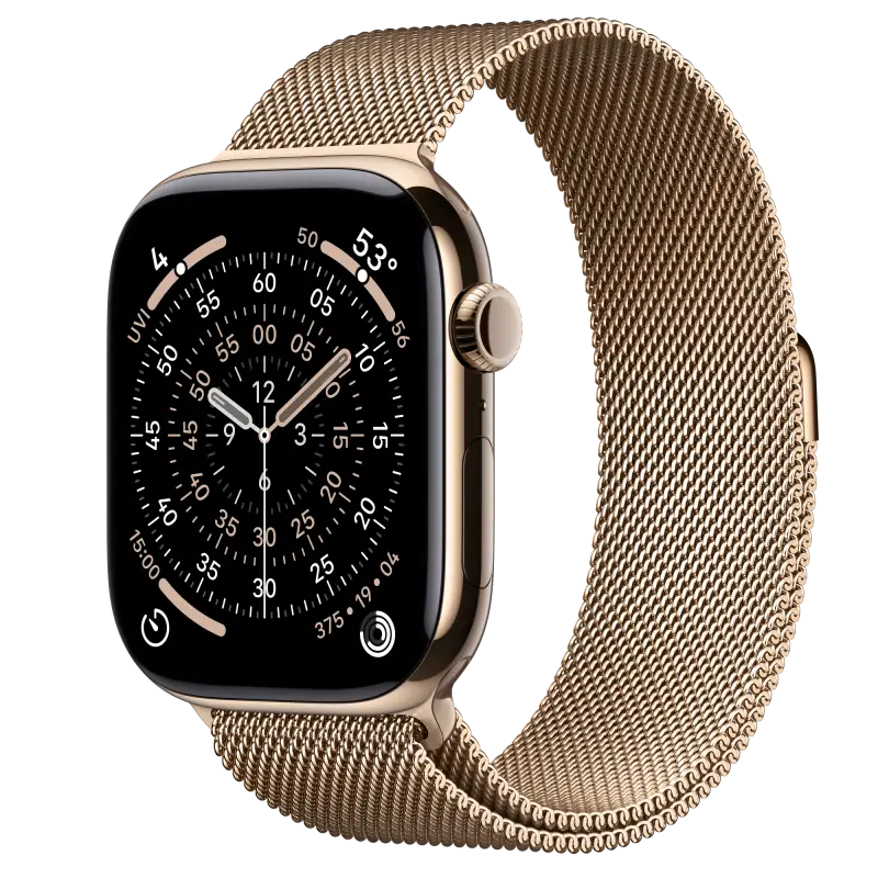 Apple Watch Series 6 44mm Gold Titanium Case Gold Stainless Steel Milanese Loop - Apple