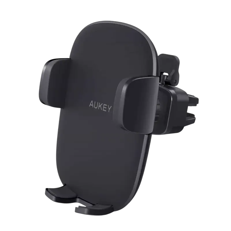 Black aukey car phone mount for air vent c58 with wireless charger and adjustable clamps for secure phone holding