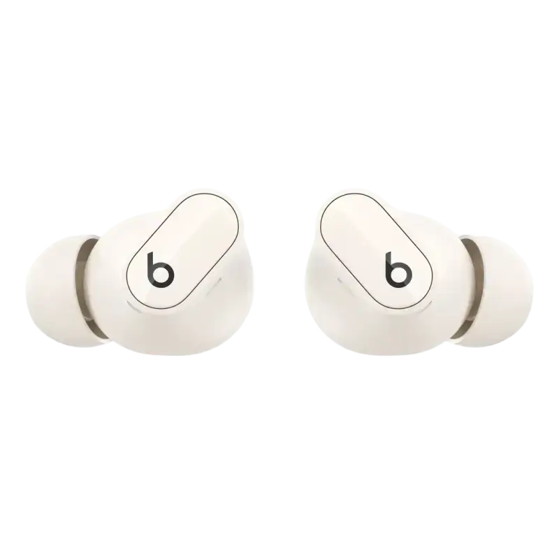 Beats Studio Buds Plus open box in white featuring a sleek design and comfortable fit