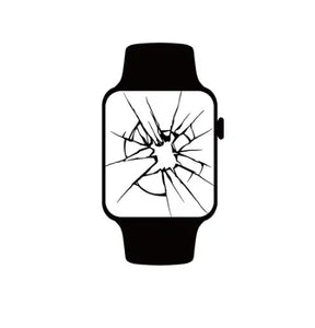 Black smartwatch with a cracked screen and minimalist design.