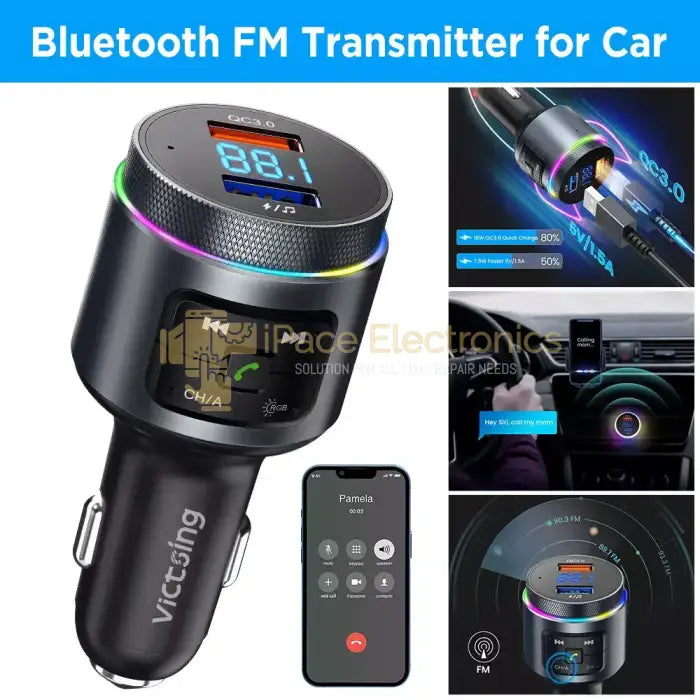 Bluetooth 5.0 Fm Transmitter Car Adapter Qc3.0 Usb Fast Charger Mp3 Music Player Accessories