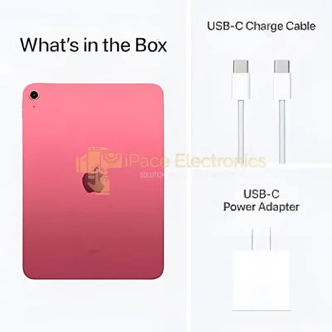 Apple iPad 10th Generation 64GB Pink with USB-C Charge Cable and Power Adapter in the box