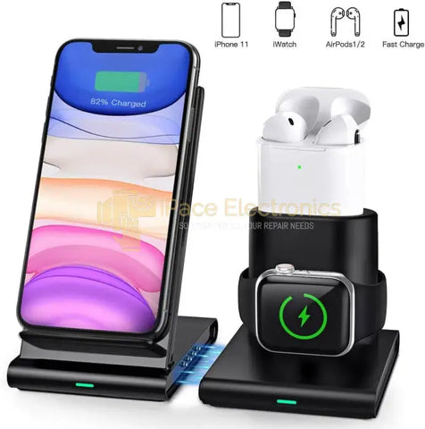 Coulax Fast Charger Block Wireless 3 In 1 Charging Station Black Accessories