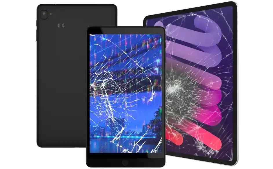 Cracked tablet screens.