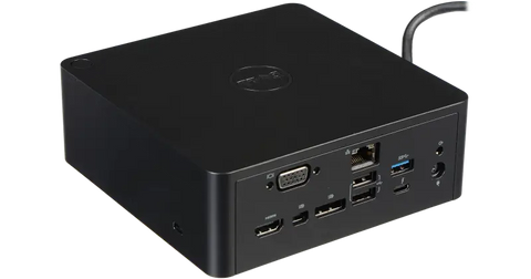 Black dell thunderbolt 3 dock usb-c docking station with gigabit ethernet port two 4k displays and mini displayport ports