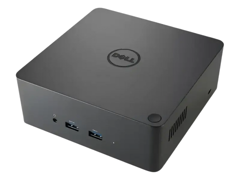 Black dell thunderbolt 3 dock usb-c docking station with gigabit ethernet port two 4k displays and mini displayport ports
