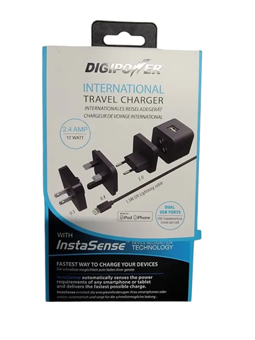 DIGIPOWER International Travel Charger US UK EU 5ft Micro USB Cable 2.4AMP 12W - Accessories