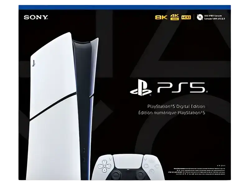 Excellent playstation 5 slim digital edition console in white and black with matching wireless controller 1tb and horizontal stand feet