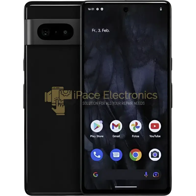 Google Pixel 7 unlocked smartphone with a sleek design and vibrant display featuring app icons