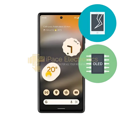 Google Pixel LCD repair tools and components laid out for device servicing and screen replacement