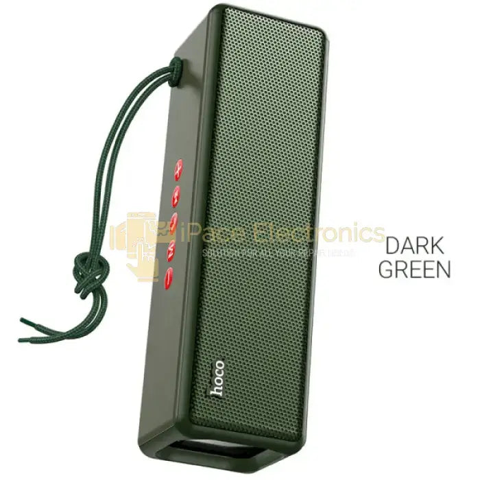 Hoco HC3 Sports True Wireless Speaker in dark green with control buttons, featuring Bluetooth and multiple playback modes.