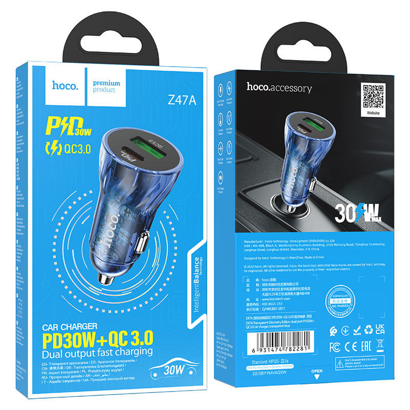 Car charger “Z47A Transparent Discovery Edition” PD30W+QC3.0