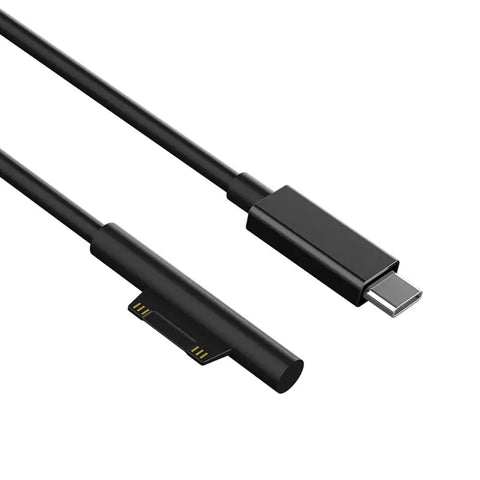 Surface Pro Charger Cable 15V Surface Connect to USB C Cable Compatible with Surface Pro 3/4 / 5/6, Surface Laptop/Laptop 2, Surface Book 1/2, Surface 3/ Go/Studio - 1.8 Meters, Black