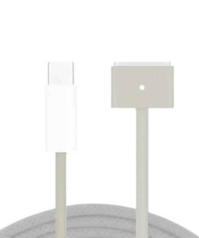 140W USB-C to MagSafe 3 charging cable in gray with sleek connectors for fast charging