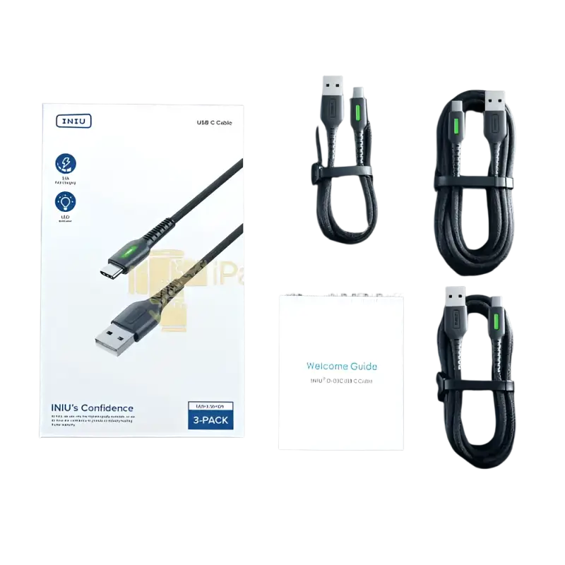 IPace Electronics anti-rupture USB C cable 3-pack with user guide and packaging for durable connectivity