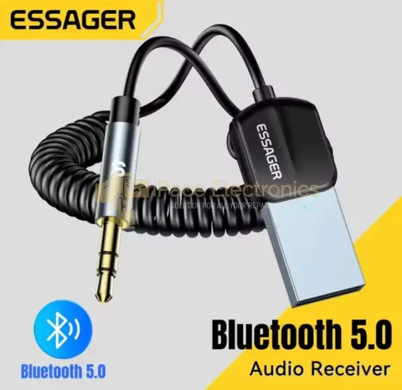 Bluetooth 5.0 Audio Receiver and Bluetooth Aux Adapter for Car with Coiled Cable Design