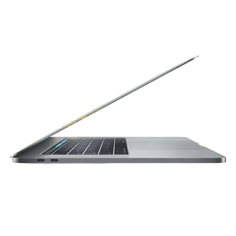Side view of a sleek 2019 MacBook Pro 15.4 inch for sale showcasing its modern design