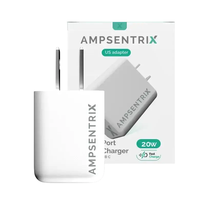 IPace Electronics 20W USB Type C and Type A wall charger in white with quick charge capabilities