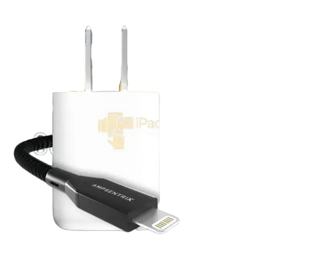 3 foot lightning to USB C cable connected to a charger from iPace Electronics for fast charging