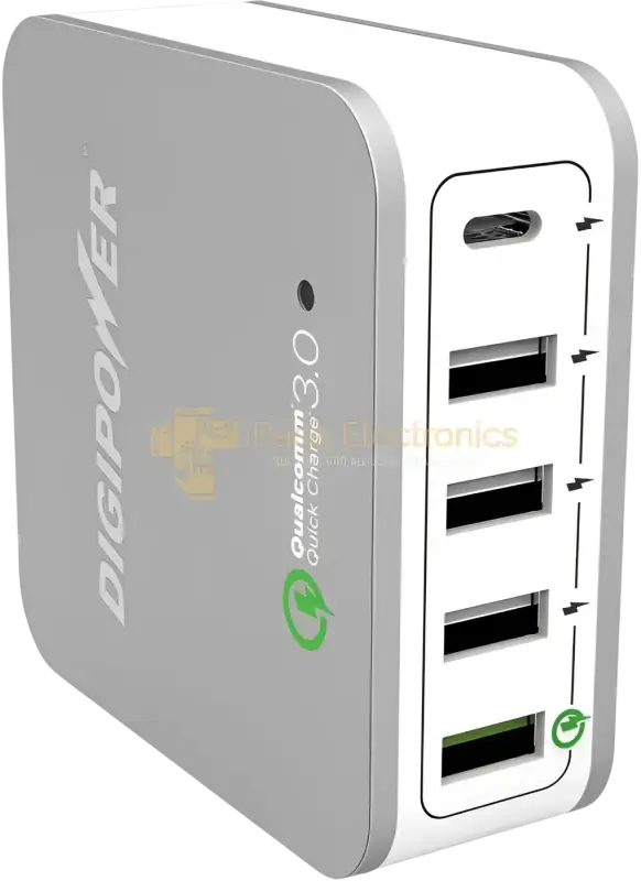 IPace Electronics 5 port USB home charger with Qualcomm Quick Charge 3.0 technology for fast device charging