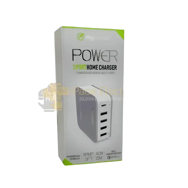 IPace Electronics 5 port USB home charger with compact design for easy charging multiple devices