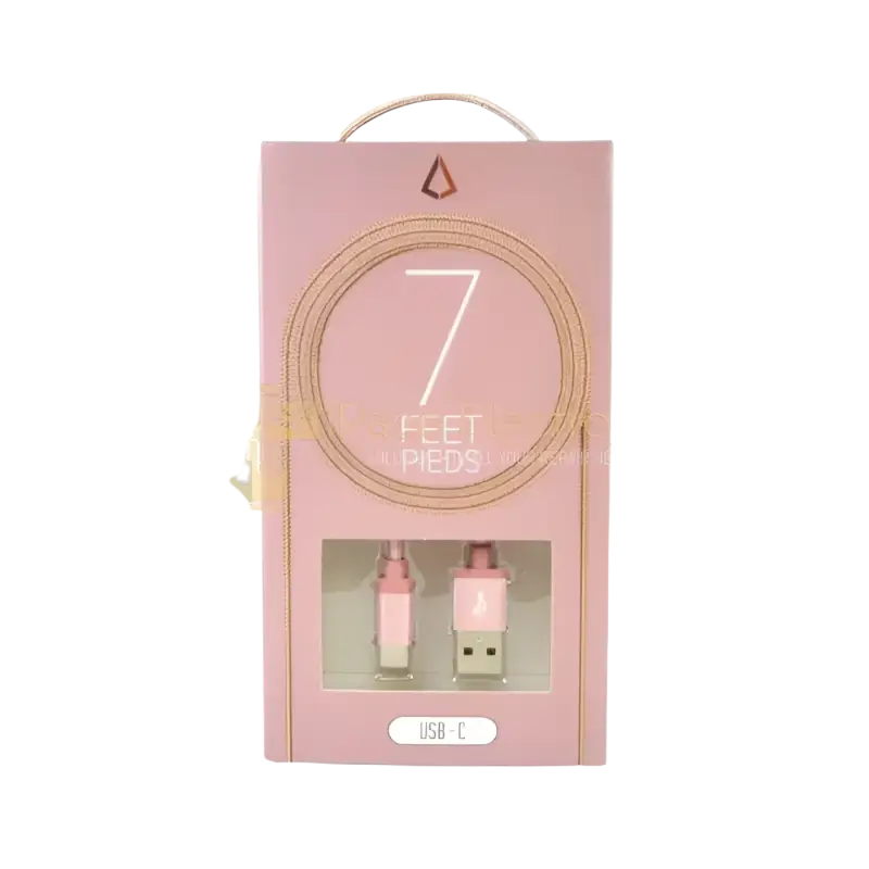 IPace Electronics 7ft USB C charger cable in pink packaging for fast charging and data transfer