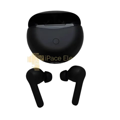 IPace Electronics ANC wireless earbuds with charging case in sleek black design