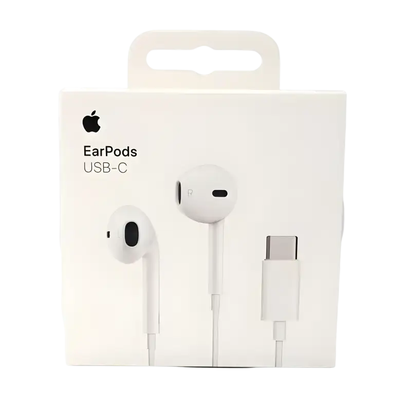 Apple EarPods USB-C headphones in packaging with a USB-C connector for easy connectivity