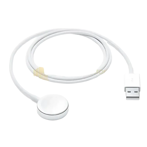 Apple Watch magnetic charging cable in white with USB connector for seamless charging