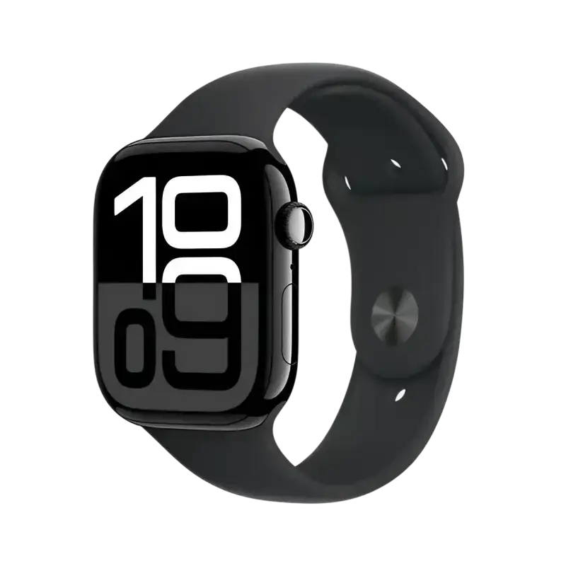 Apple Watch Series 10 Open Box with sleek black design and customizable digital display