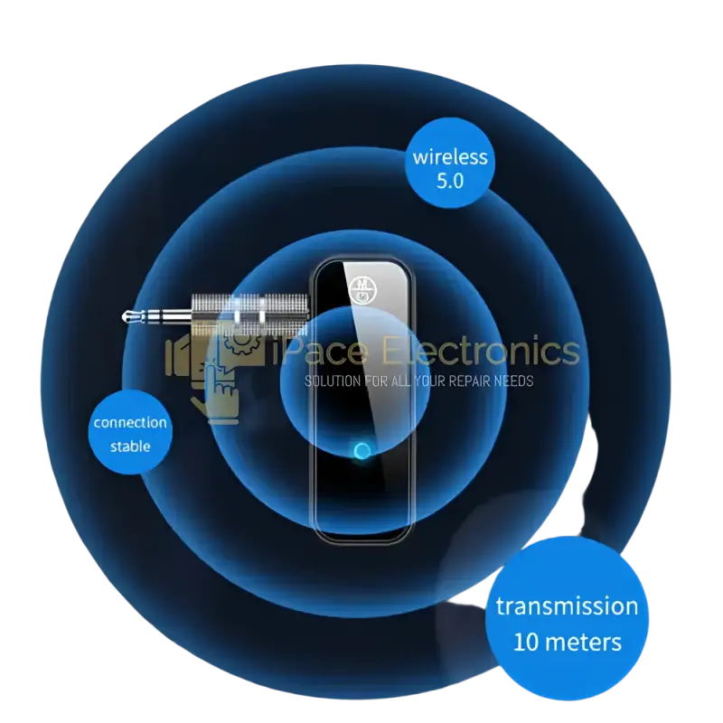 IPace Electronics Bluetooth 5.0 audio receiver with wireless transmission up to 10 meters