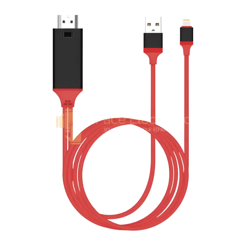 IPace Electronics HDMI to Lightning cable 2M in red for high-quality video and audio streaming