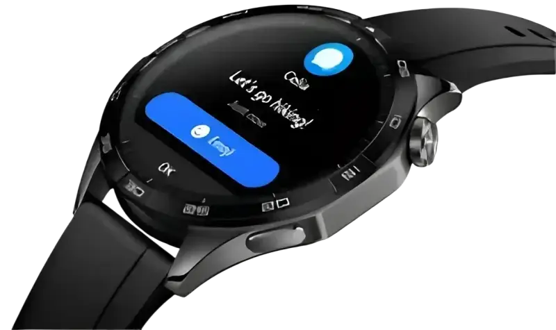 Huawei Watch GT 4 46mm smartwatch displaying a message notification on its sleek touchscreen