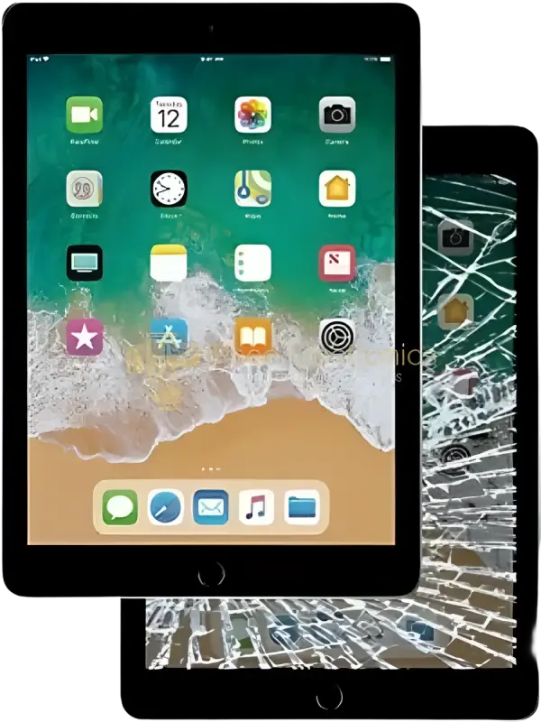 iPad screen repair showcasing iPad glass replacement service with cracked and intact screens