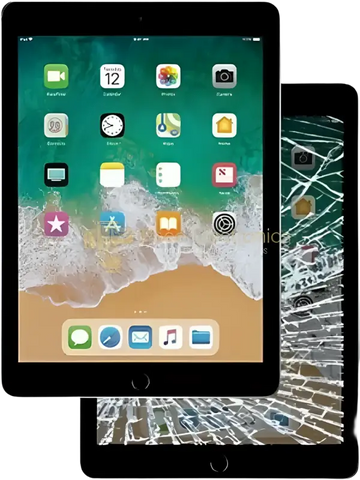 iPad screen repair showcasing iPad glass replacement service with cracked and intact screens